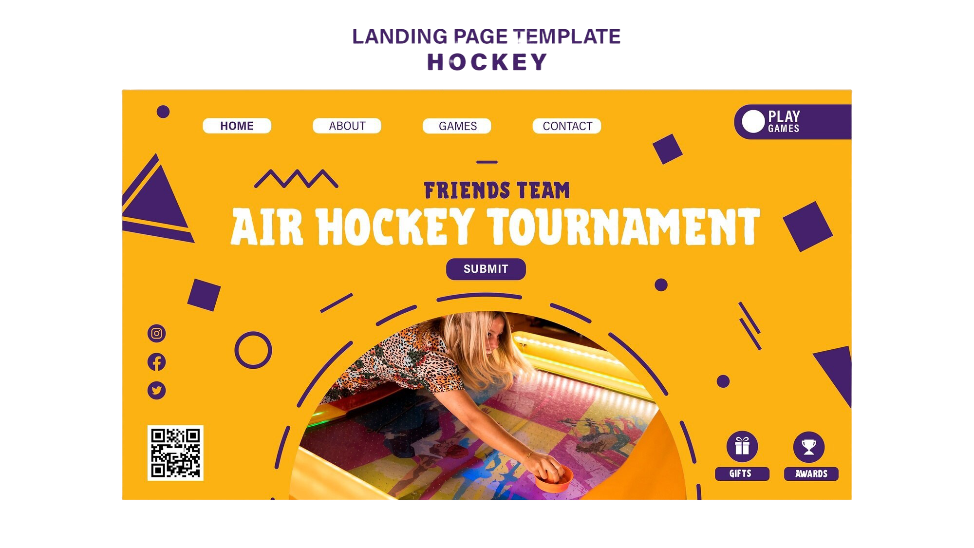 table hockey landing page design template